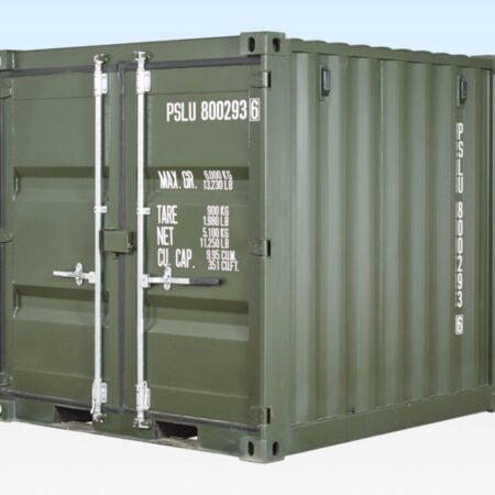 8ft One Trip Shipping Container Green (RAL 6007)..